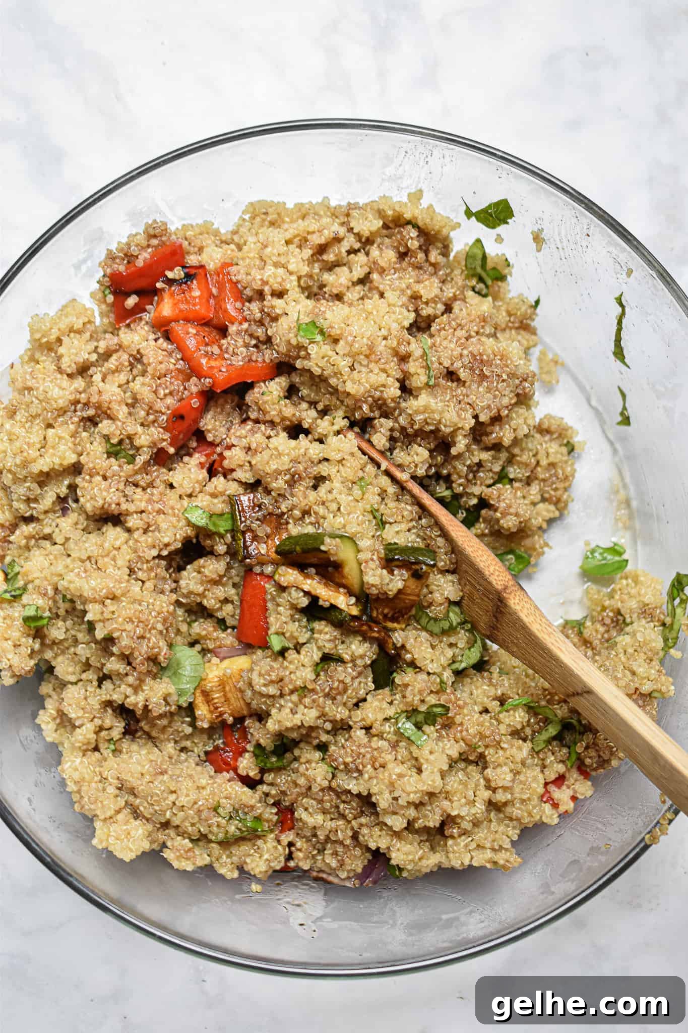 Grilled Vegetable and Quinoa Salad with Lemon Vinaigrette 8 All the ingredients in the bowl are mixed together