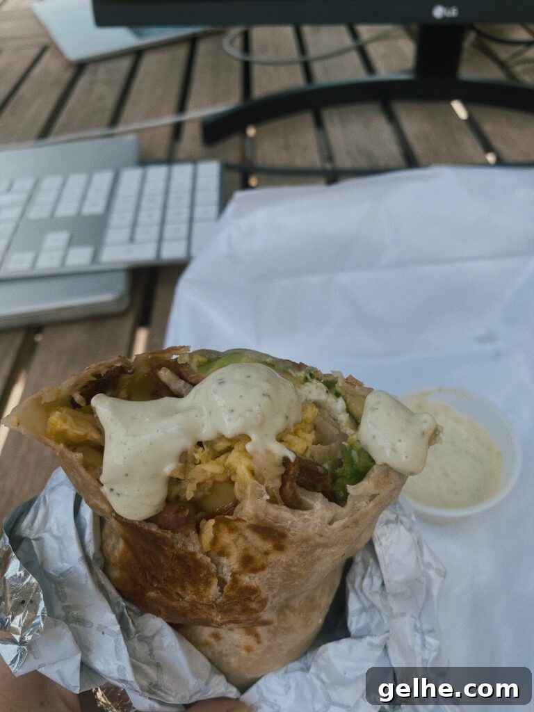 The Skier’s Breakfast Burrito — Beaumont Bakery Recipes 4 Breakfast burrito with sauce