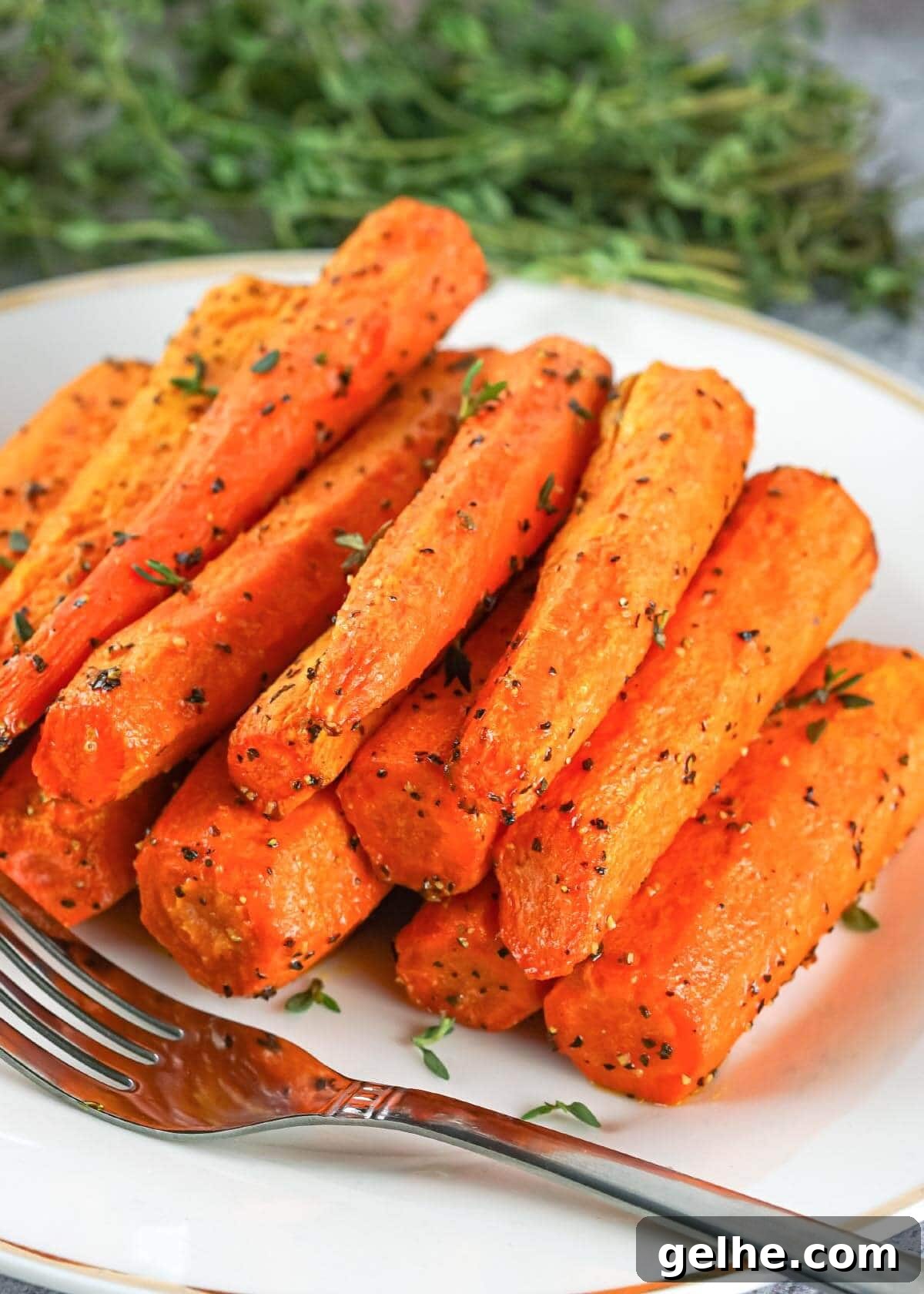 Air Fryer Carrots on plate.