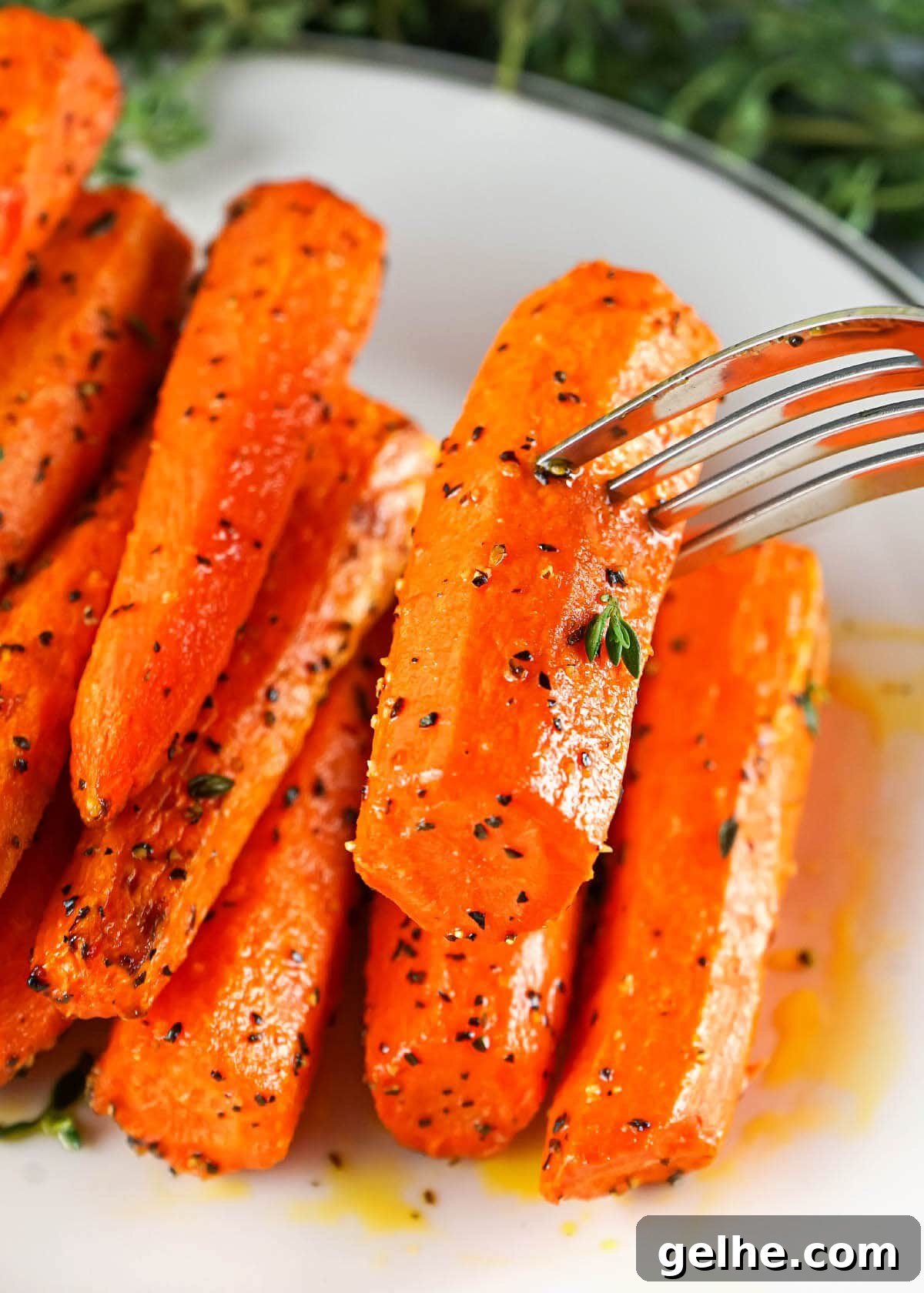 Carrots on fork.