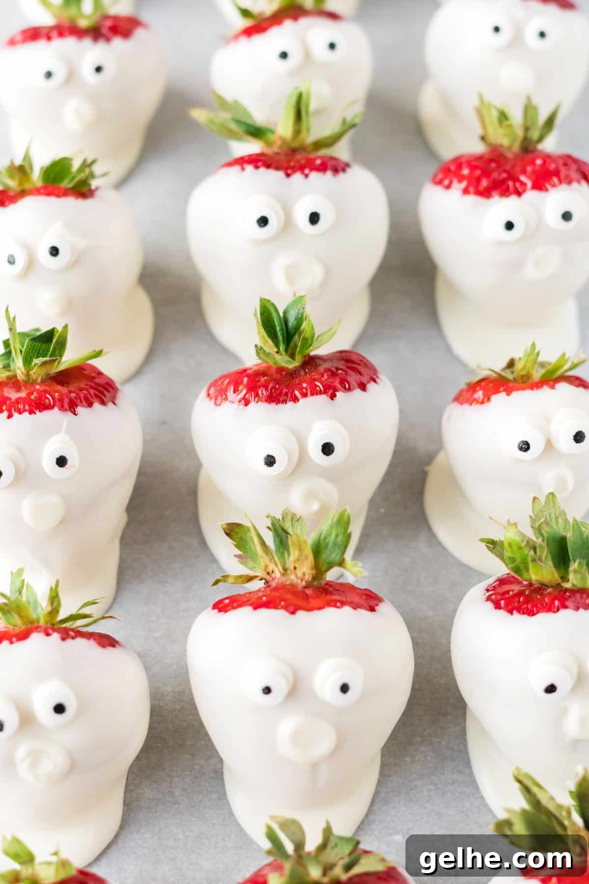 strawberry ghosts with googly eye candy