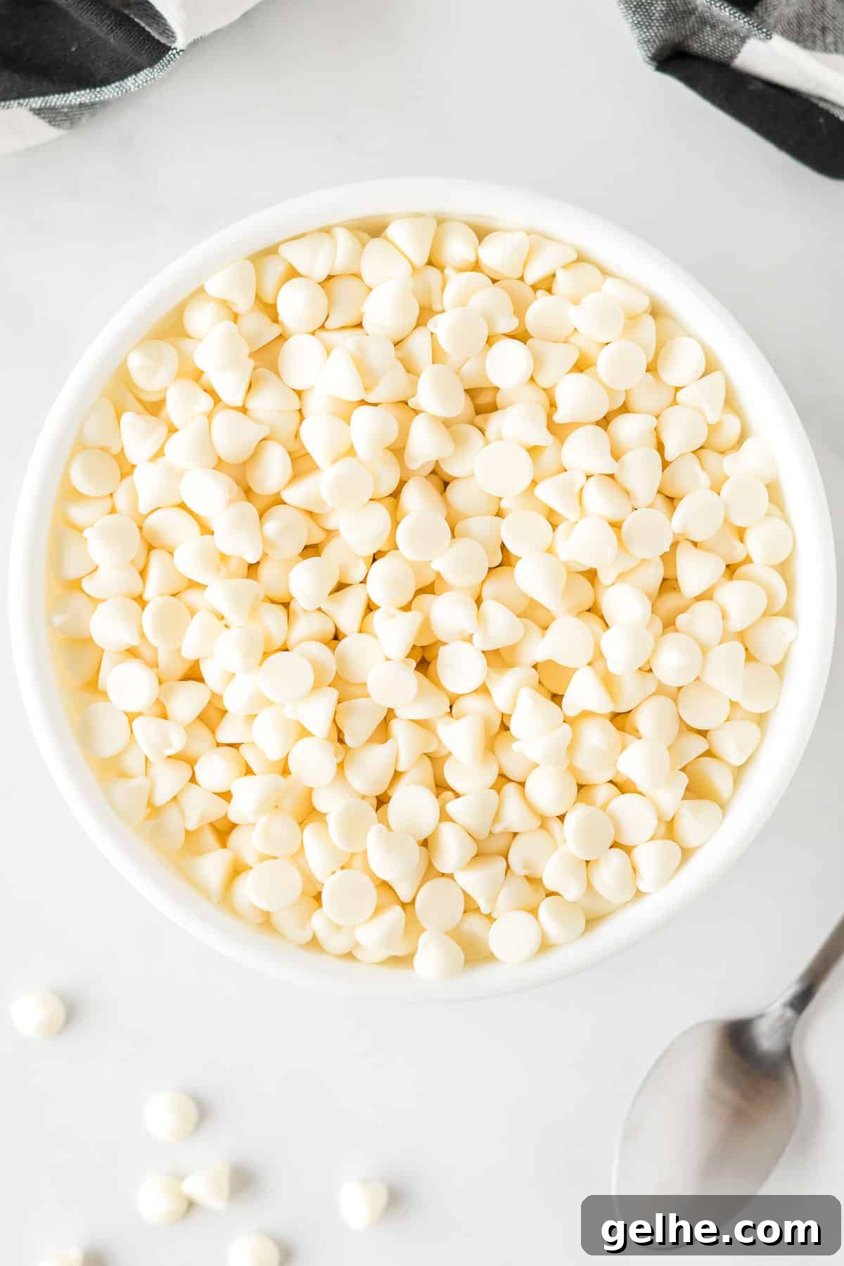 white chocolate chips in a bowl