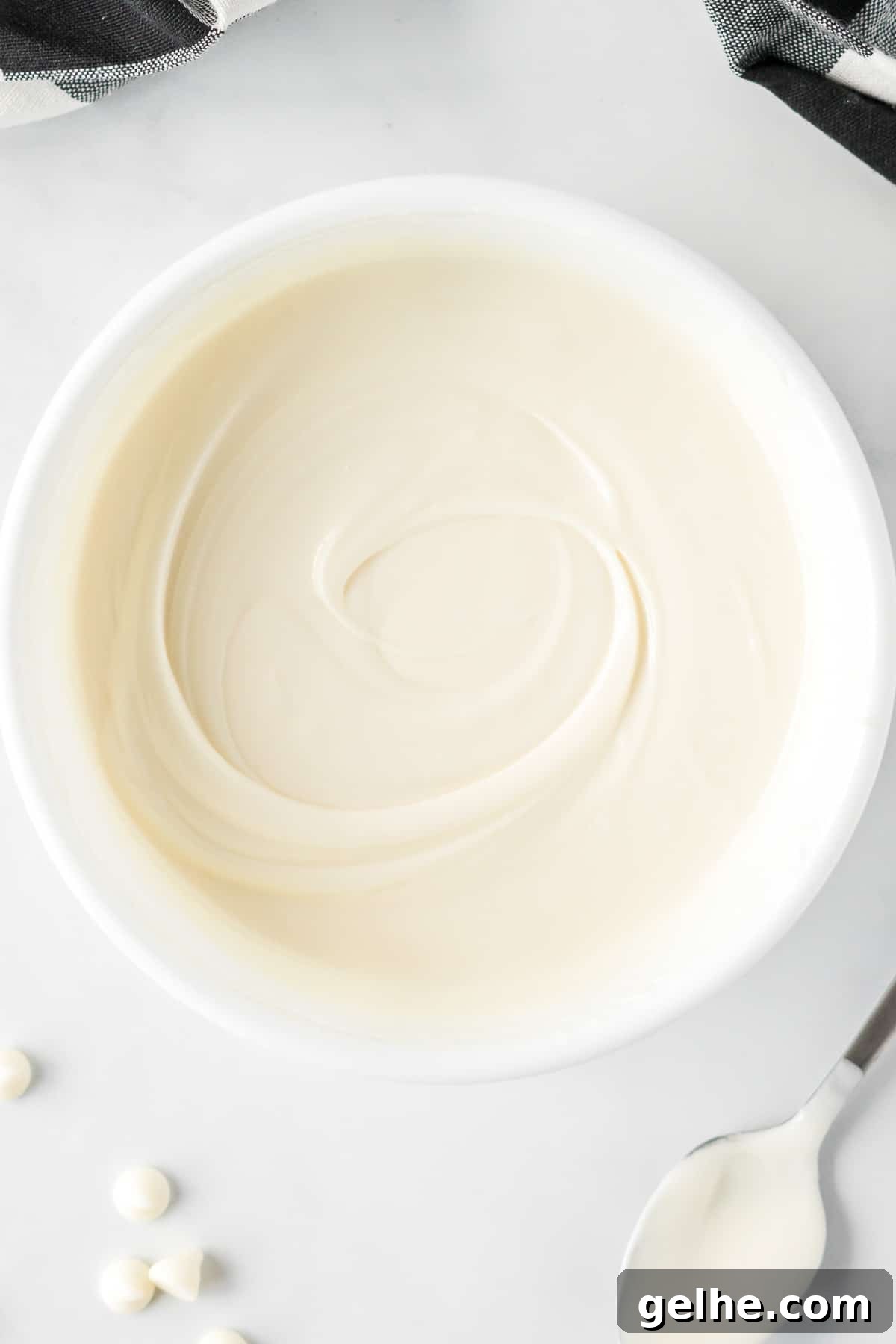 melted white chocolate in a bowl