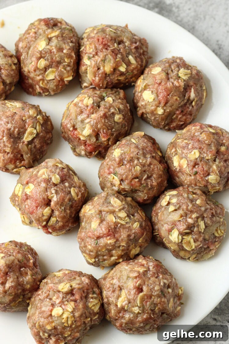 rolled uncooked meatballs