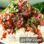 sweet and sour meatballs over rice