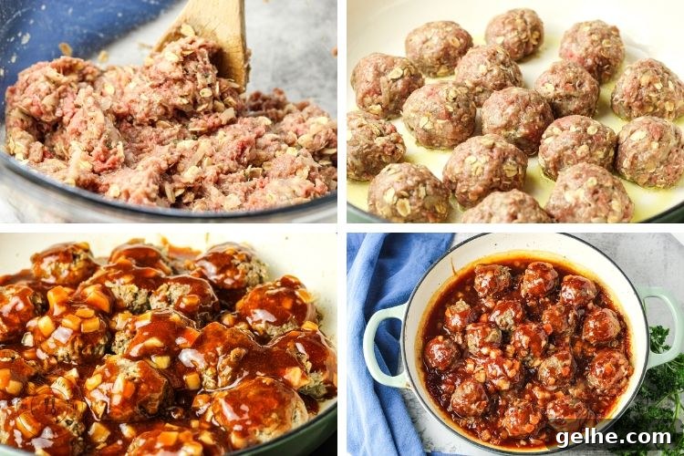 Collage of how to make meatballs
