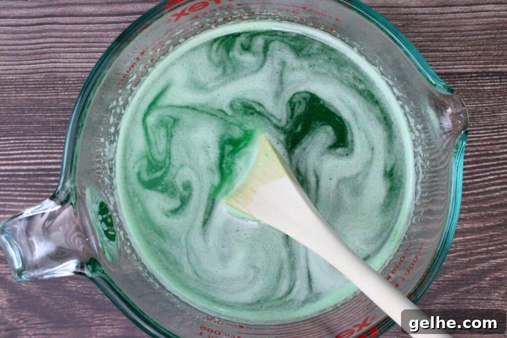 combine lime jello mix with boiling water