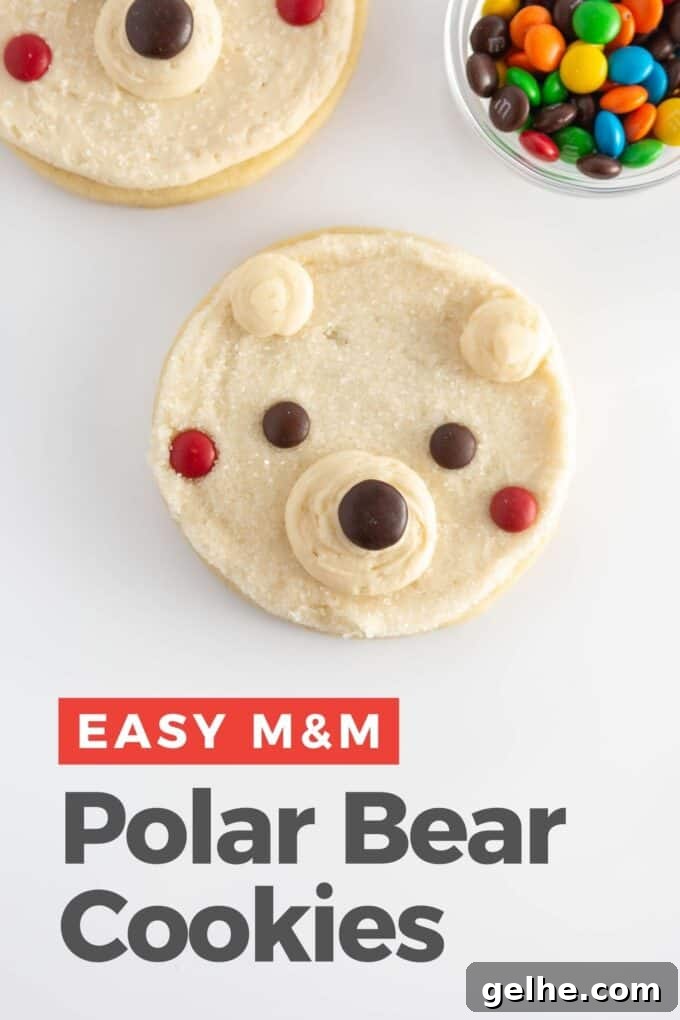 easy polar bear cookies decorated with m&m candy