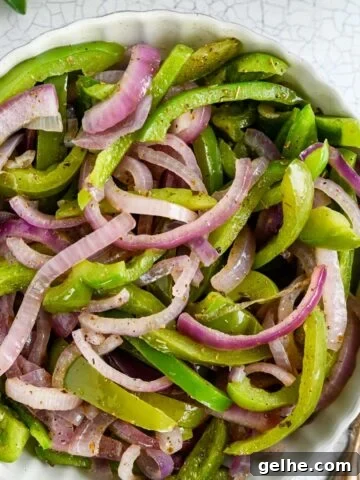 Bowl of chipotle fajita veggies.