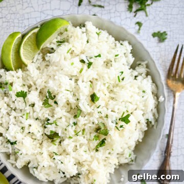 Copycat Chipotle Cilantro Lime Rice Recipe 14 Copycat chipotle rice in a bowl.