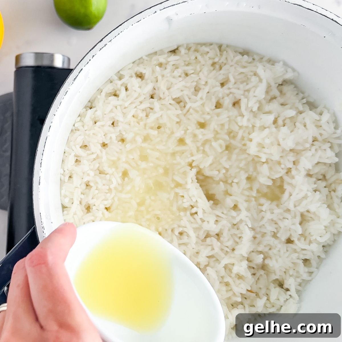 Copycat Chipotle Cilantro Lime Rice Recipe 6 Add in the lemon to the cooked rice.