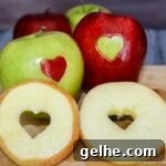 hearts cut into side of apples