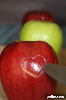 removing cut heart from apple