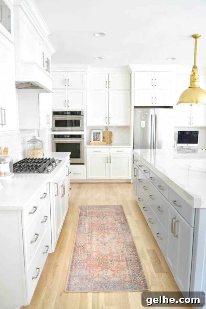 White Oak Flooring Guide: Types, Pros, Installation & Care 19 kitchen with a runner on top of white oak hardwood flooring