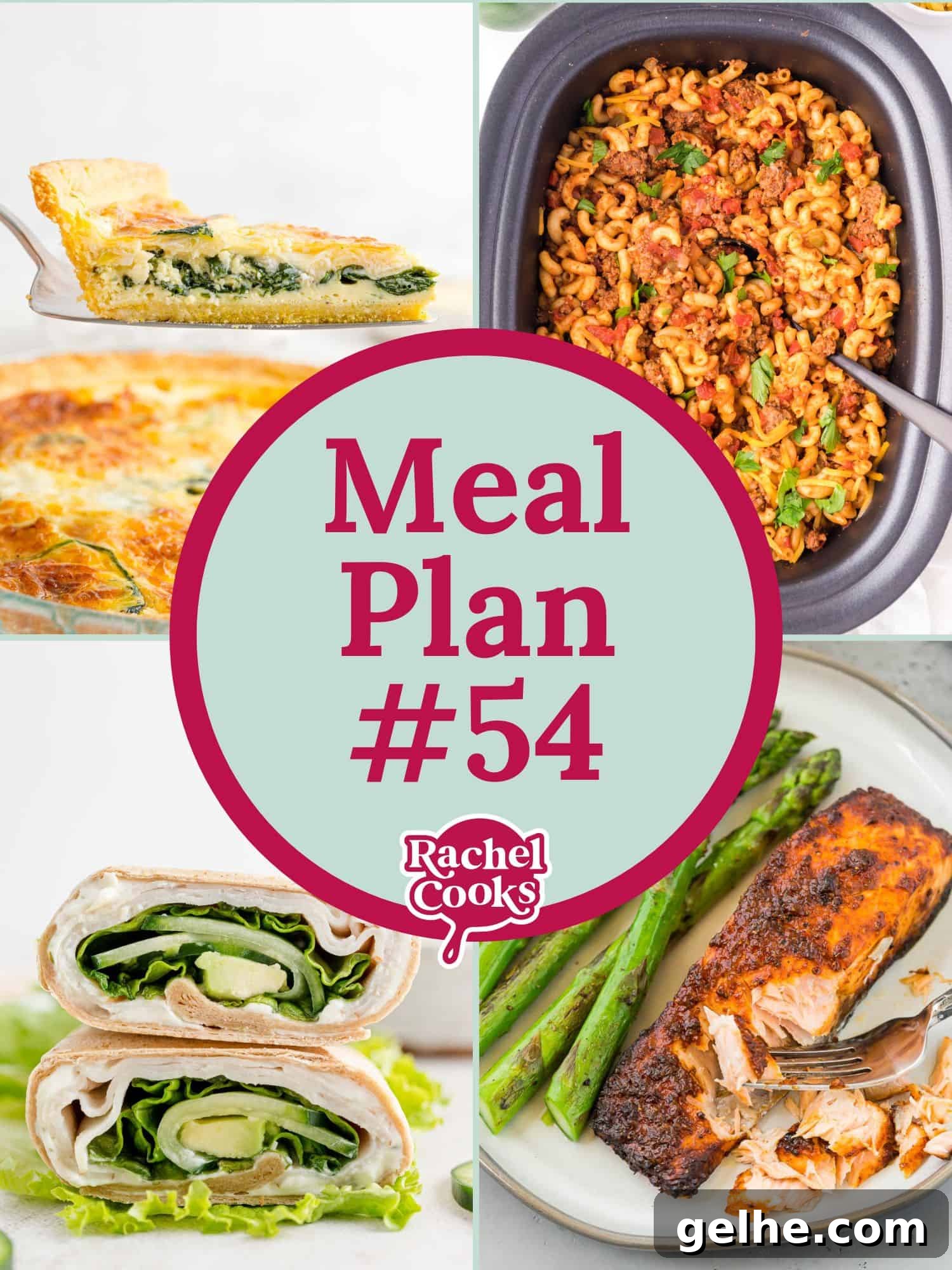 Meal plan 54 graphic with text and photos of recipes included.