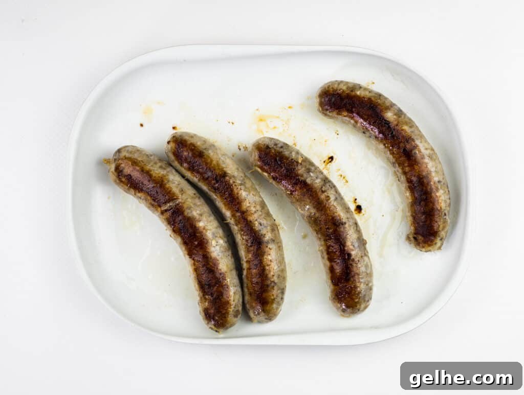 browned sous vide sausage
