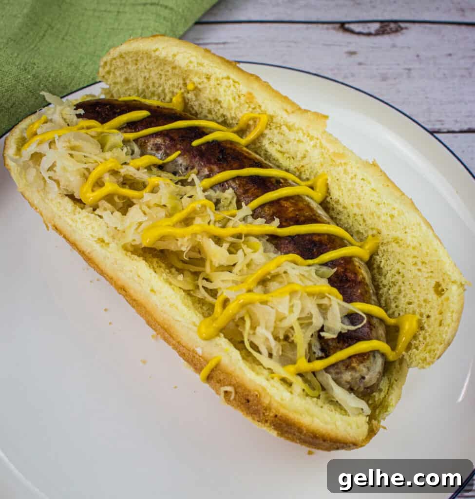 sous vide sausage on a bun