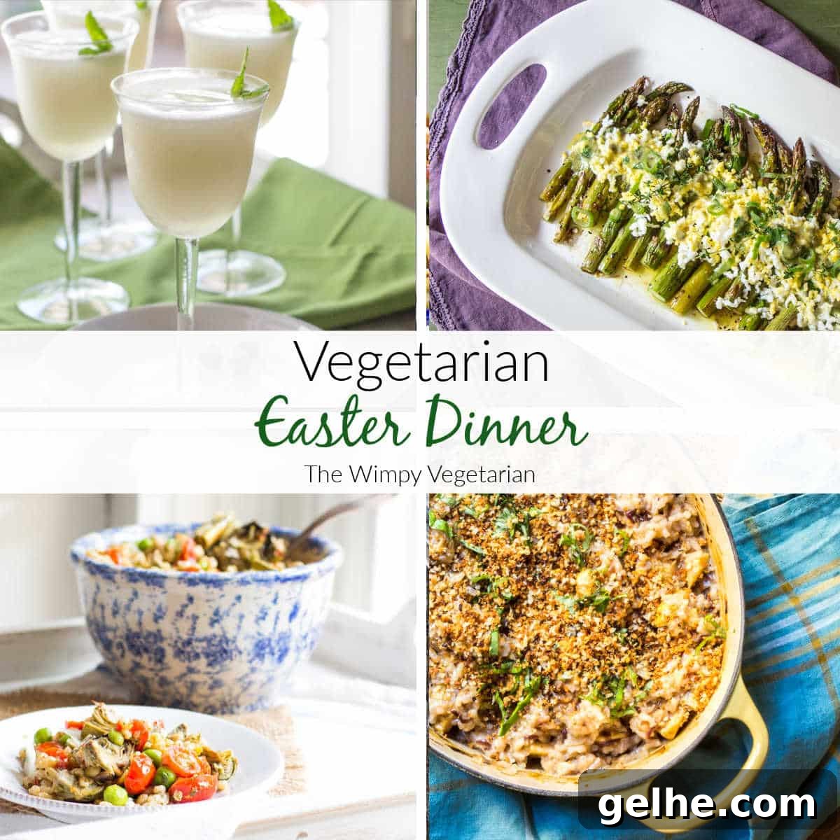 17 Delicious Vegetarian Easter Dinner Ideas for a Memorable Feast 2 A collage vegetarian Easter dinner ideas with text overlay.