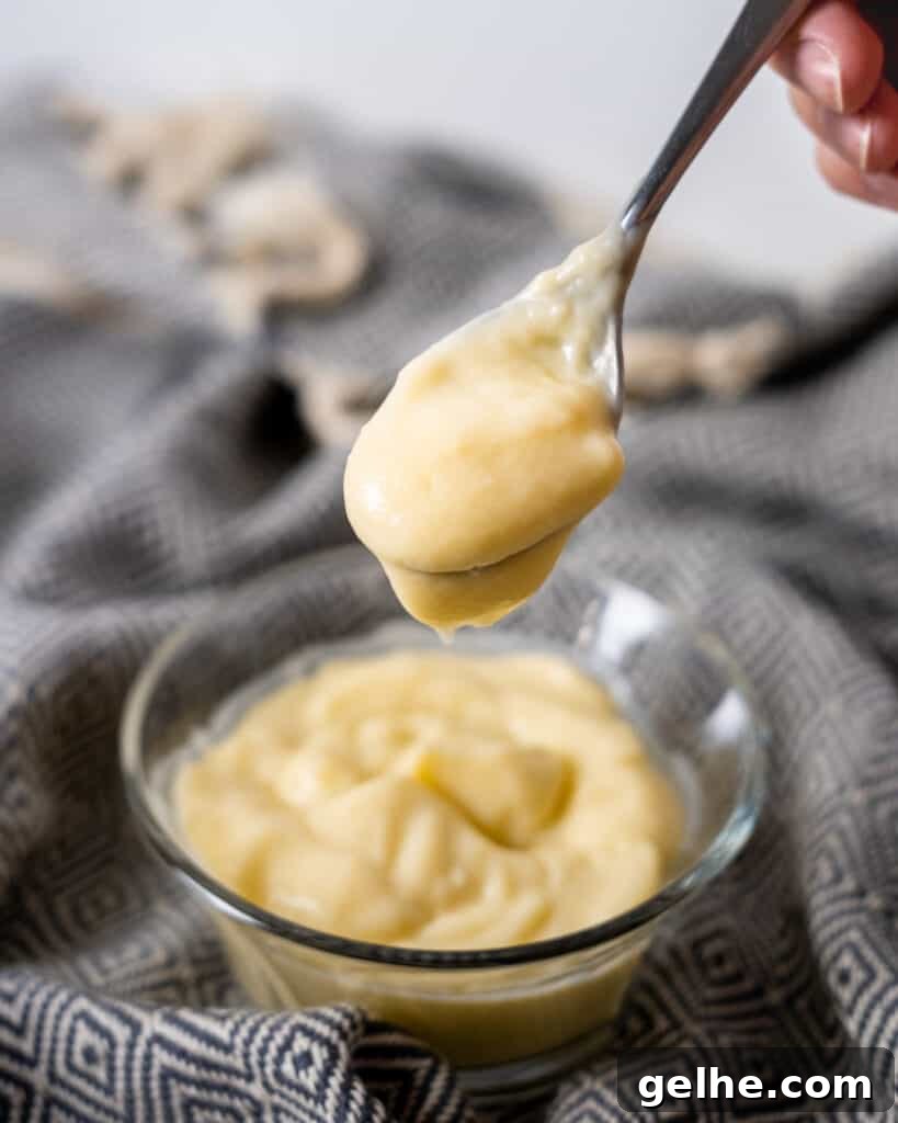 a spoonful of vanilla pudding