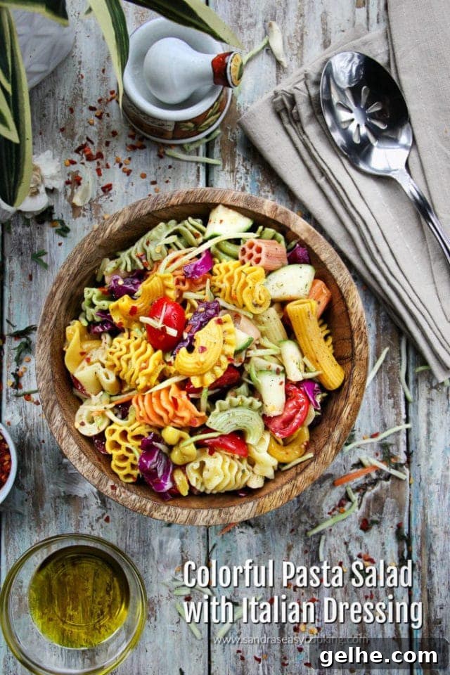 Colorful Pasta Salad with Italian Dressing