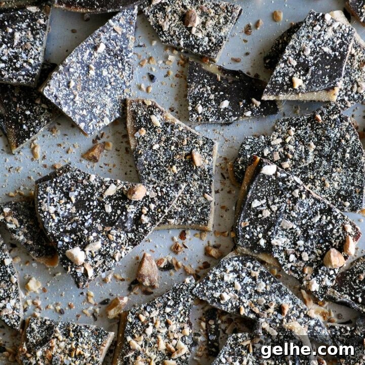 Toffee | Homemade English toffee recipe with chocolate and almonds | ofbatteranddough.com