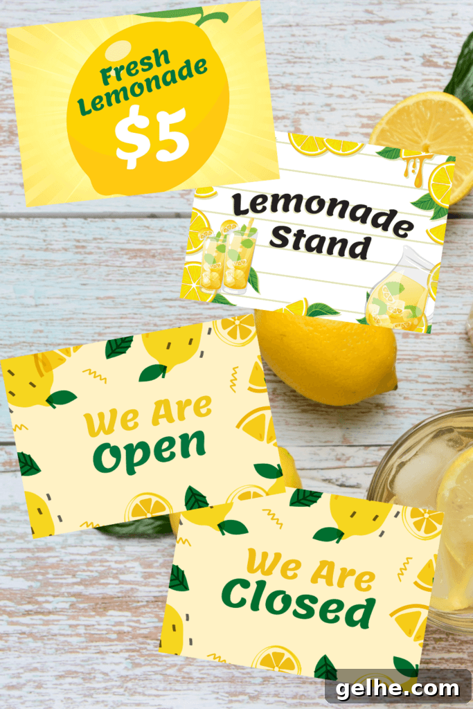 Free Preschool Pretend Play Lemonade Stand Printable Pack 4 Lemonade Stand signage