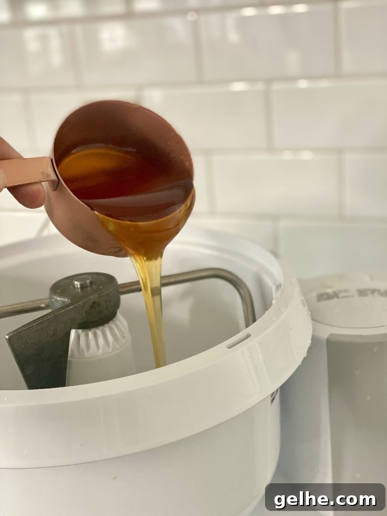 measuring water for bread