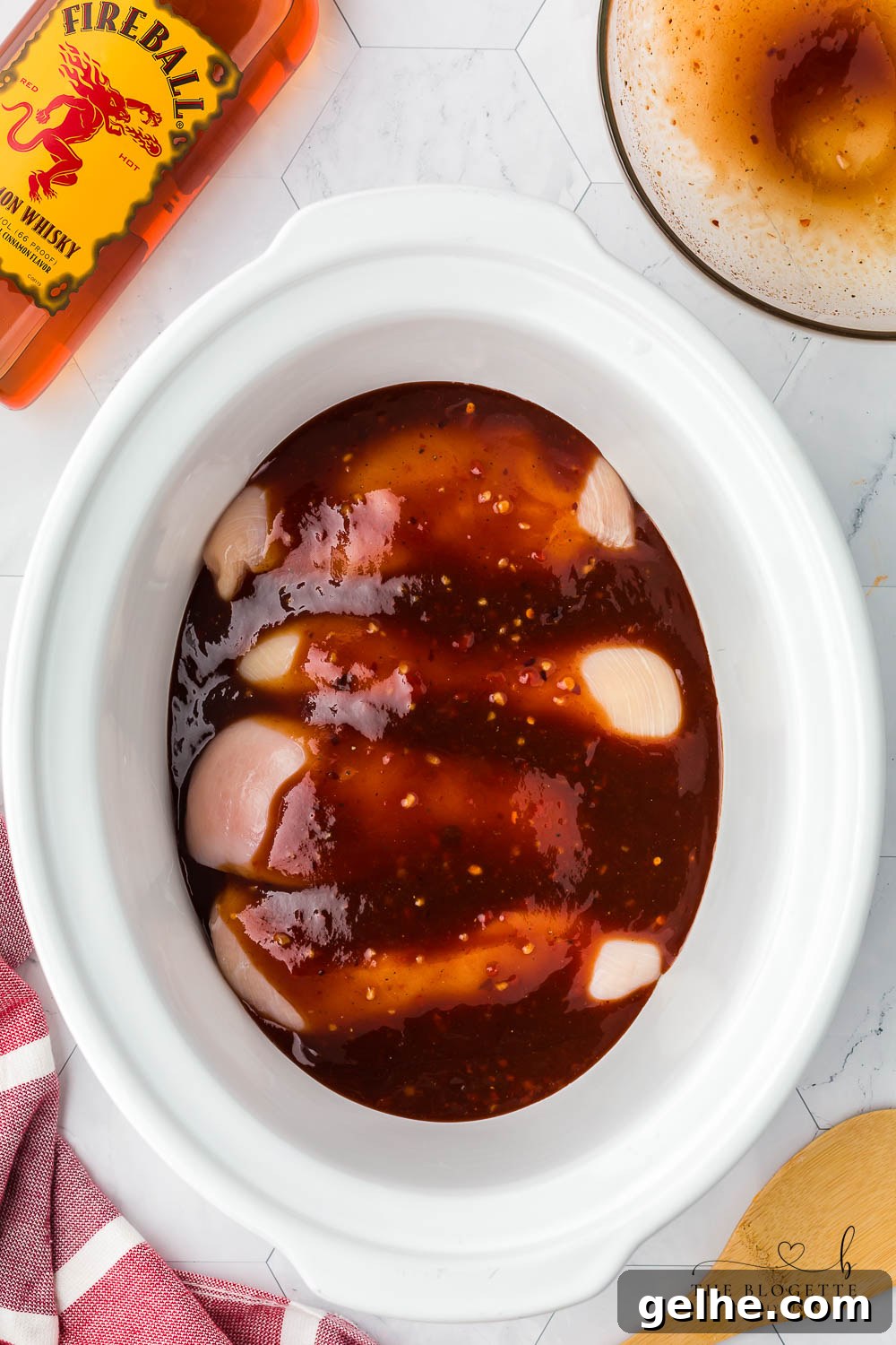 Sauce over chicken in crock pot