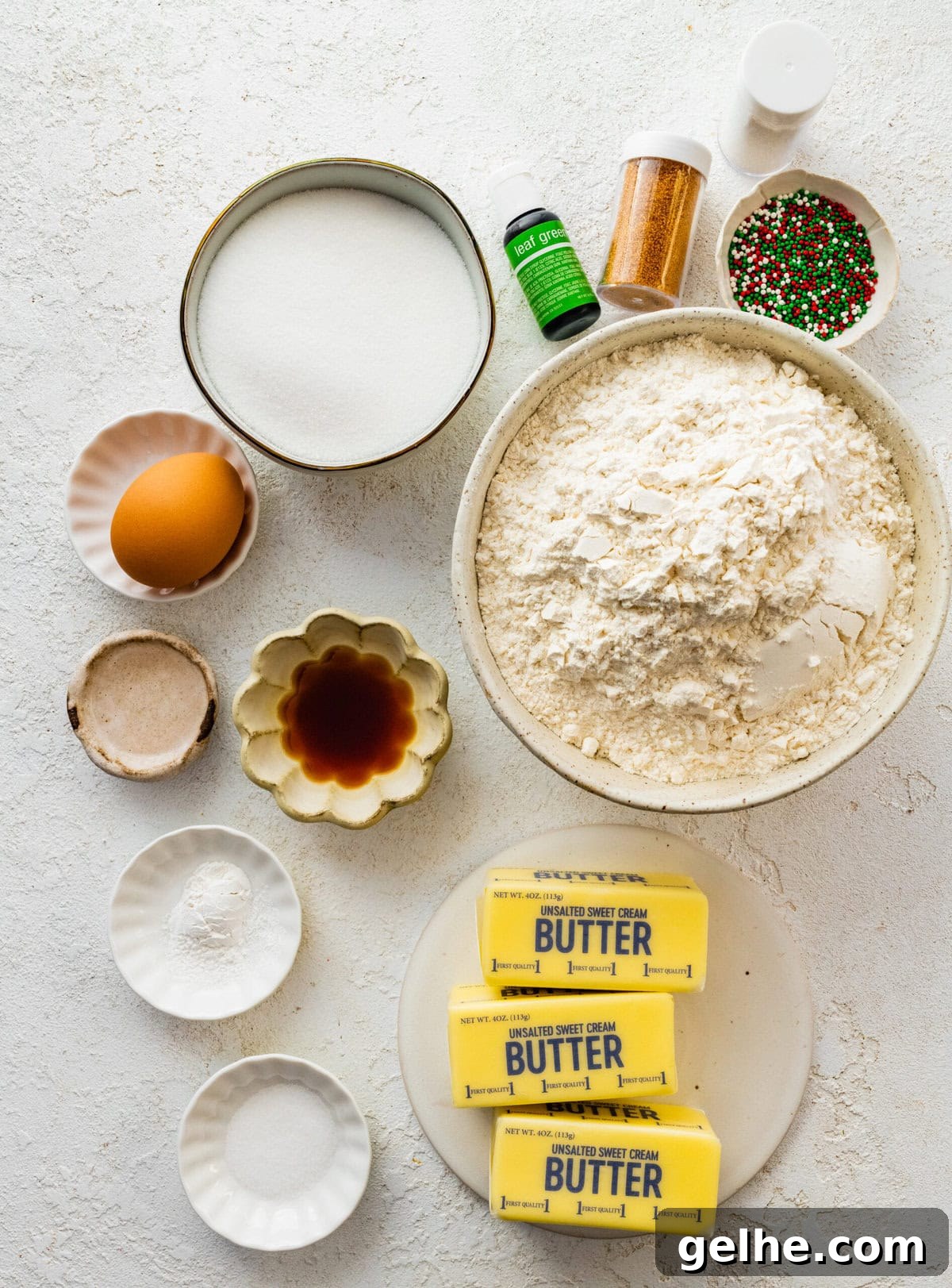 ingredients for Spritz cookies.