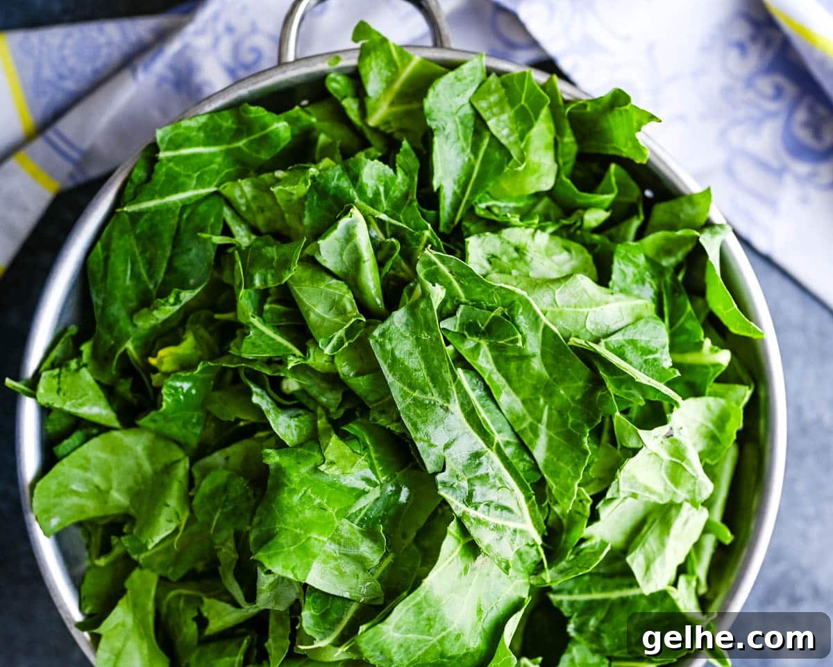 A bowl of chopped collard greens.