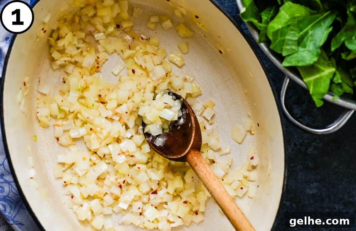 Sauteing onions.