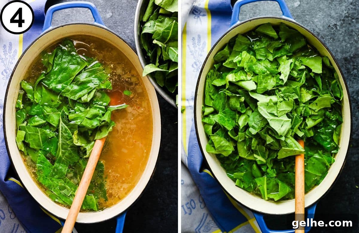 add the collard greens.