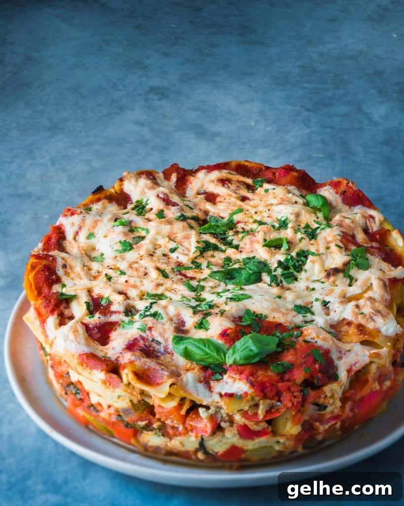 Vegan Instant Pot Lasagna on white plate
