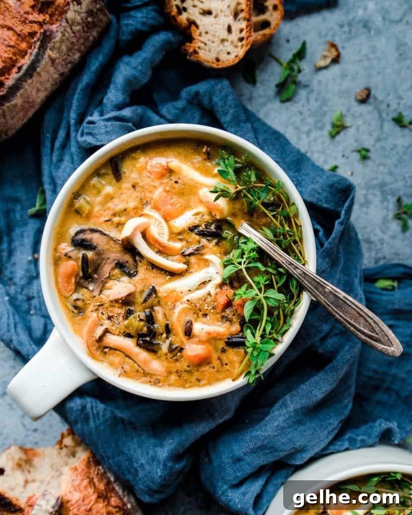 Instant Pot Wild Rice Mushroom Soup (Vegan)
