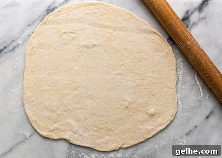 overhead: rolled out dough ball for shish barak