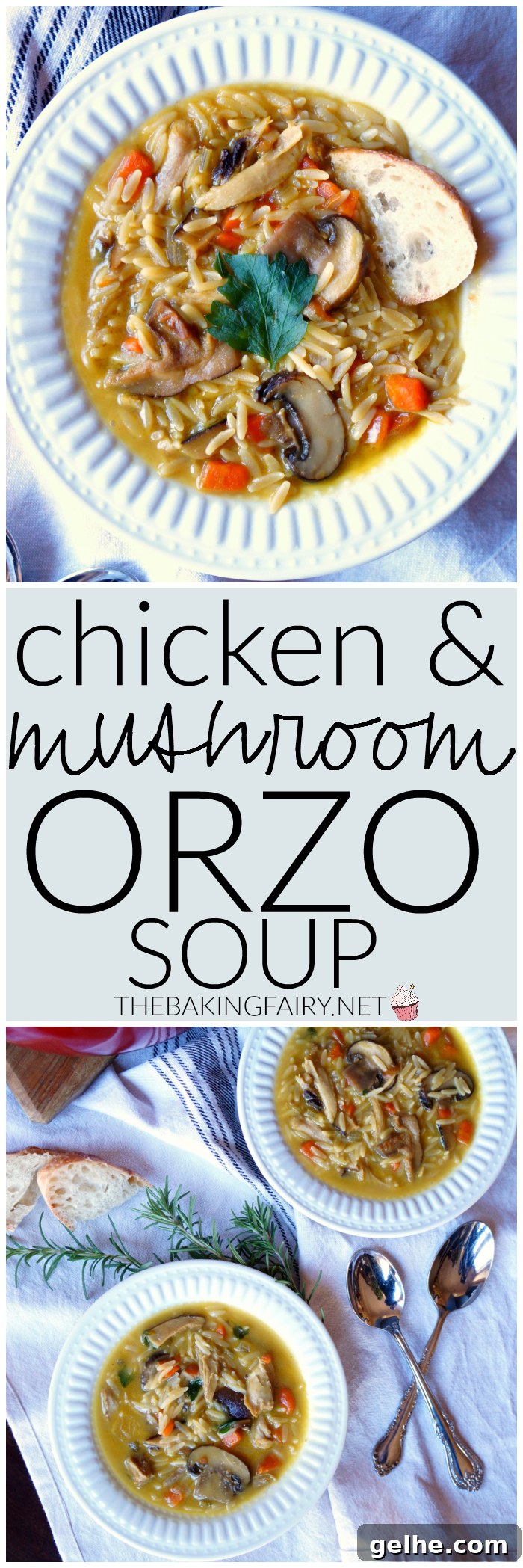chicken mushroom orzo soup | The Baking Fairy