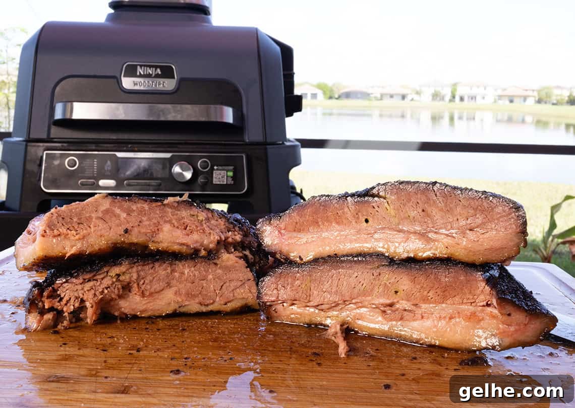 Ninja Woodfire Brisket: Smoky Slow-Cooked Recipe for Tender Brisket 2 brisket cooked on a ninja woodfire grill