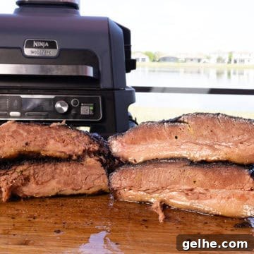 brisket cooked on a ninja woodfire grill