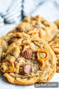Close up show of peanut butter cup cookie.
