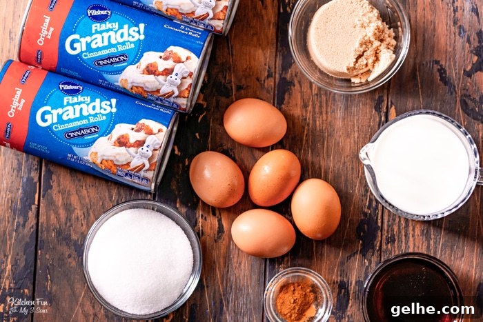 Ingredients for Crockpot Cinnamon Roll Casserole