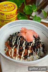 Mixing tuna and rice