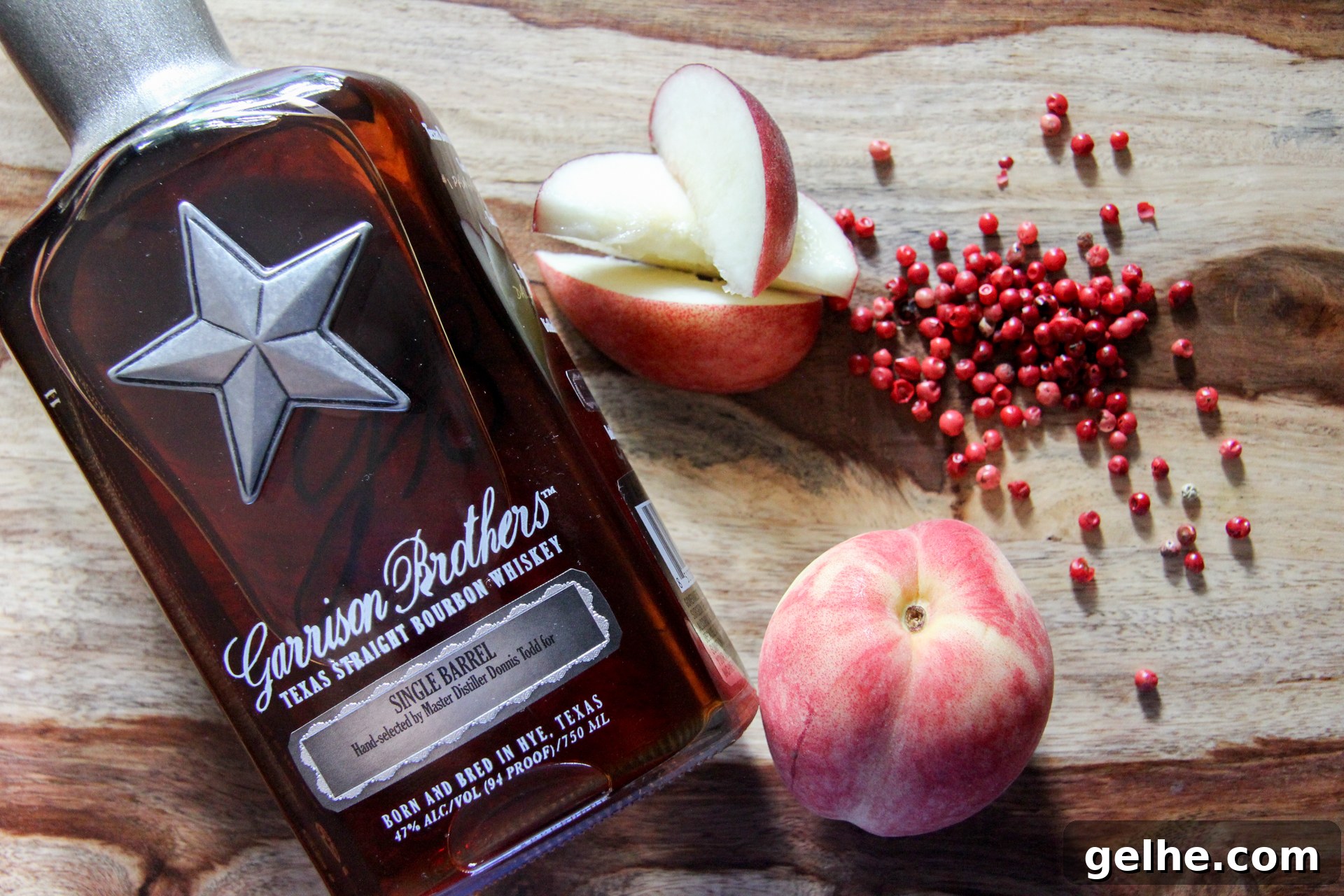 Peach & Pink Peppercorn Bourbon Cocktail Recipe 8 garrison-bros-peach-epper-cocktail-22