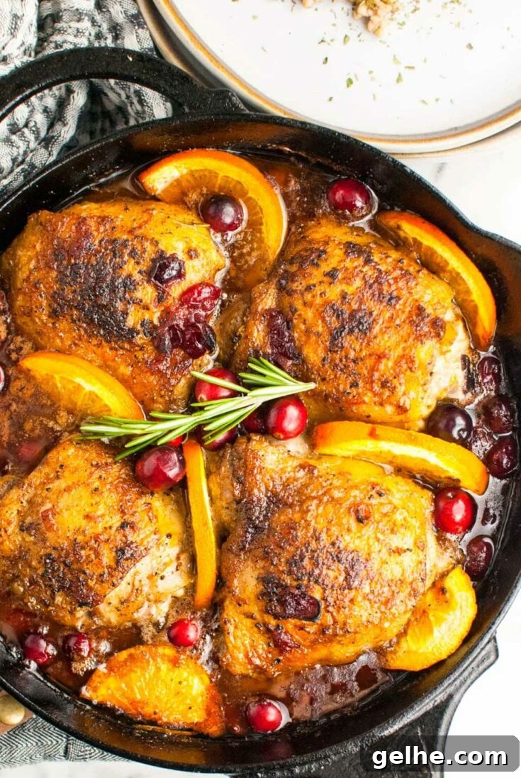 Overhead of cast iron dutch oven full of finished recipe with dinner plates alongside.