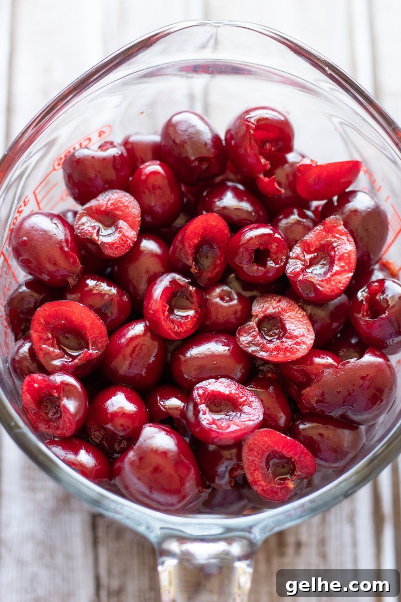 Homemade Cherry Pie Filling Recipe for Perfect Pies 3 Raw pitted cherries in measuring cup
