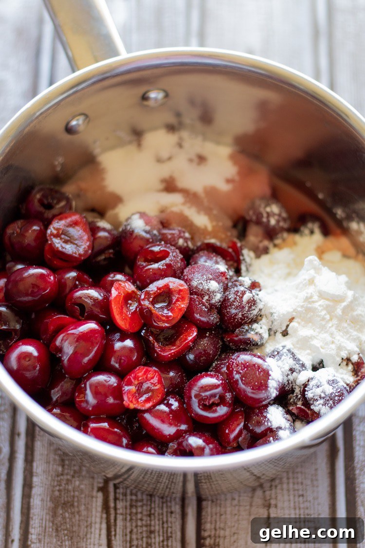 Homemade Cherry Pie Filling Recipe for Perfect Pies 4 Cherry pie filling ingredients in a pot