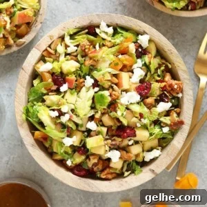 shaved brussels sprout salad ina bowl