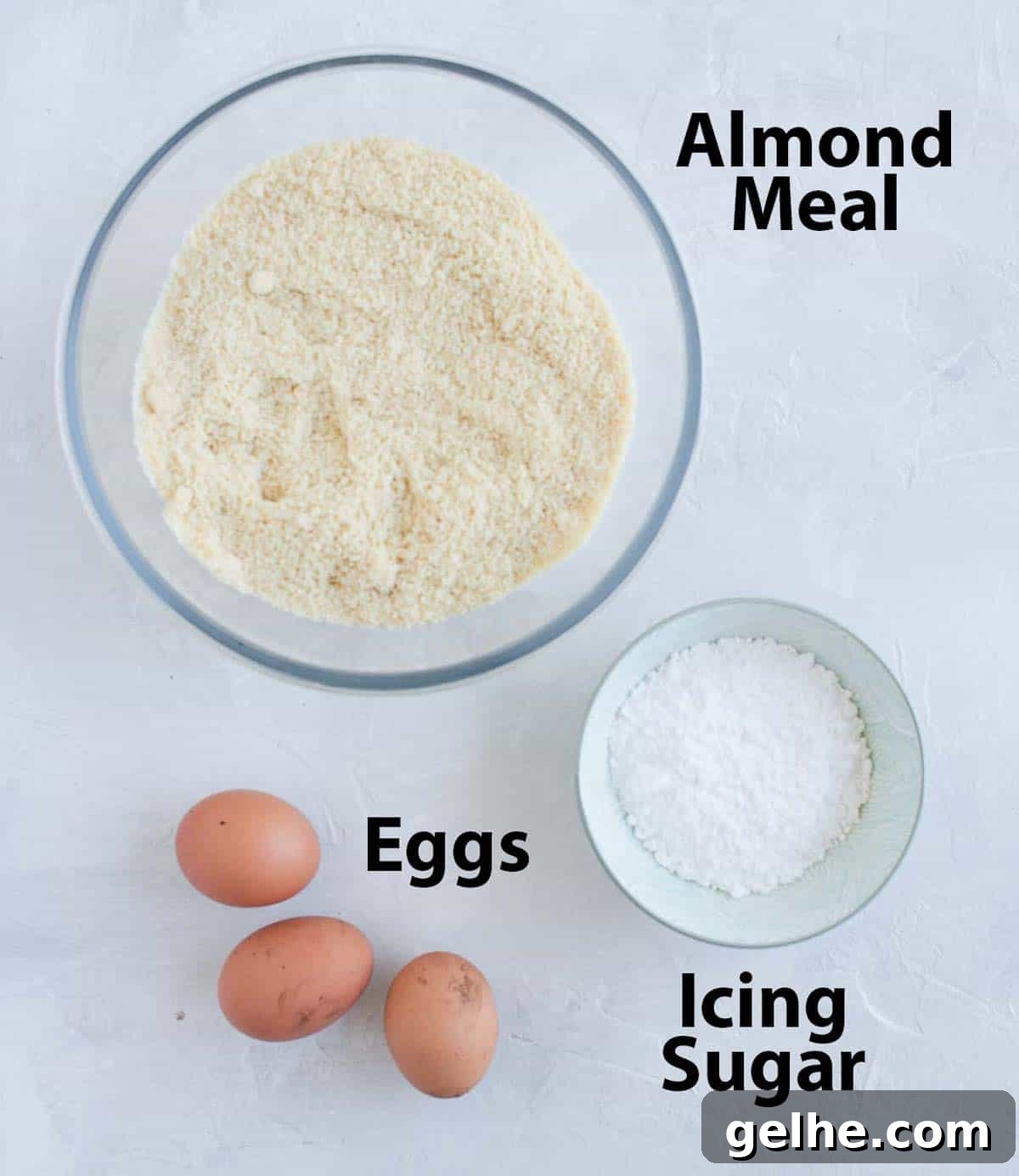 Ingredients on a white surface.