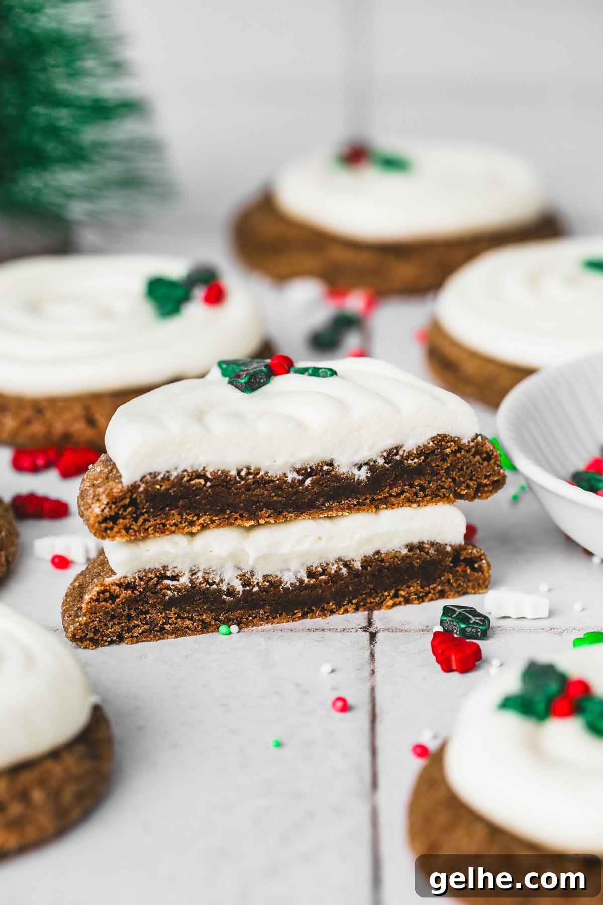 Frosted Gingerbread Cookies Recipe for Holiday Baking 14 sliced gingerbread cookies on a table