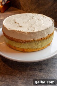 Coffee cream on Pistachio Olive Oil Cake