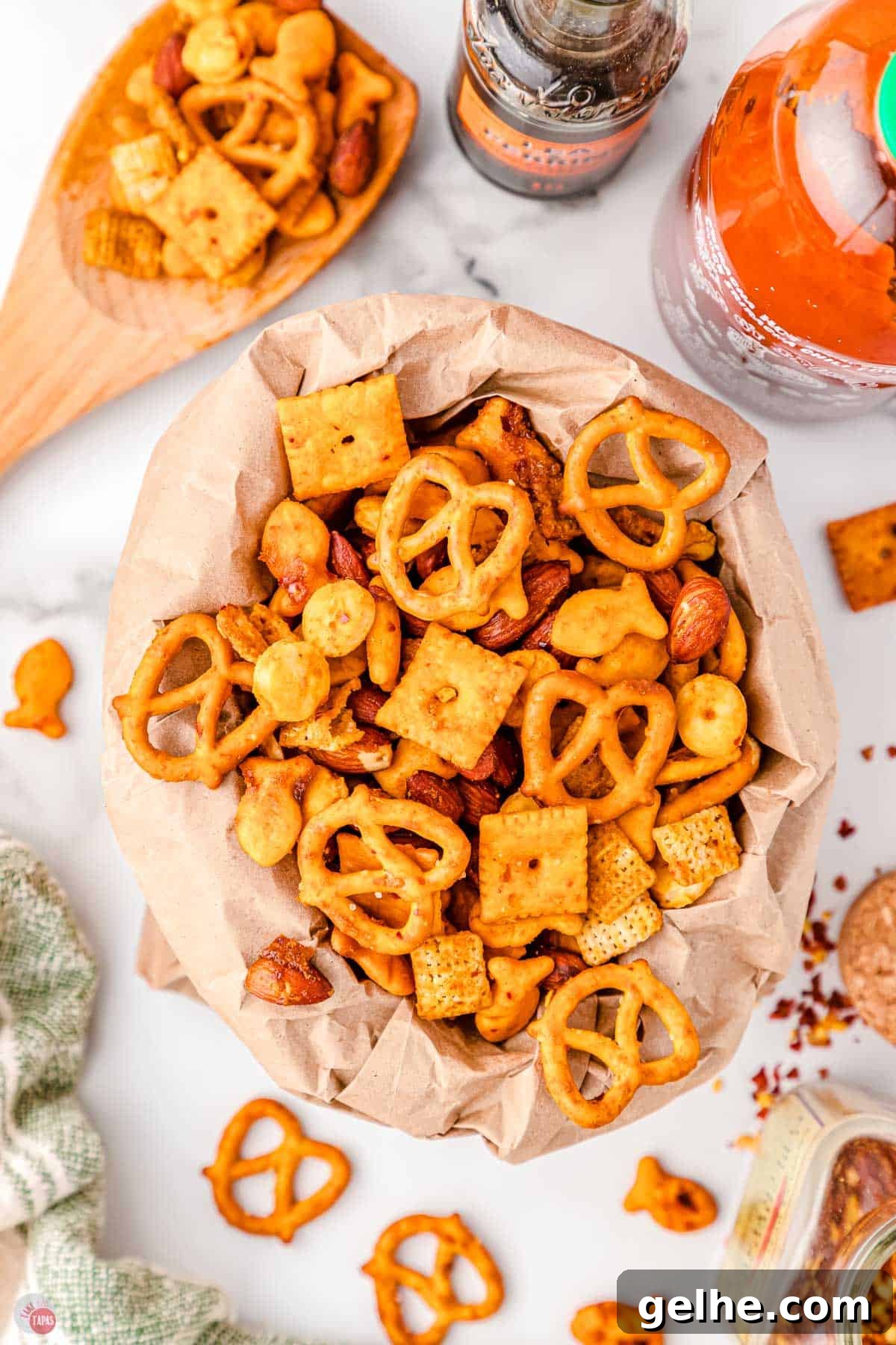 homemade chex mix in a bag